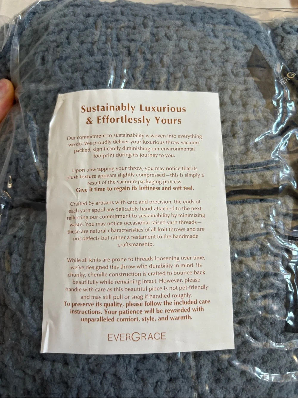 EverGrace Home Chunky Chenille Knit Throw Blanket Stormy Blue 60x80 Cozy SoftNWT